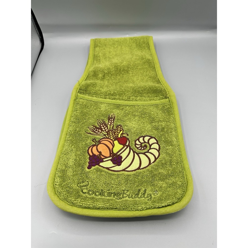 Cooking BuddyThanksgiving Embroidered Pot & Towel Holder Vintage Mod Look